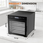 Food Dehydrator Machine, 500W Jerky Dehydrators with 8 Stainless Steel Large Trays, 185??F Temperature Control & 24H Timer Food Dryer for Fruit Meat Herb Dog Treats, Black