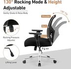 Ergonomic Home Office Desk Chair - Heavy Duty Mid Back with Lumbar Support & 4D Armrest, Height Adjustable Mesh Computer Gaming with Backrest & Swivel Wheels, Dark
