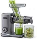 Cold Press Juicer, Slow Masticating Juicer Machines with Extra Wide Feed Chute, High Juice Yield and Easy to Clean for Whole Vegetables & Fruits, Silver