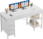 47 Computer Desk with 6 Drawers, Home Office Gaming Desks with Storage Shelves for Bedroom, Writing Study Corner Living Room Work Table Rustic Brown
