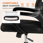 Home Office Managerial Executive Chair, Ergonomic Mesh Adjustable Swivel Mid-Back Computer Desk Chair with Comfortable Lumbar Support, Comfy Arms for Bedroom,Study