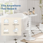 Round Side Table for Small Spaces, Modern Accent End Table with Solid White Leg, Versatile Drink Table for Living Room, Bedroom, Corners, White 2 Pack