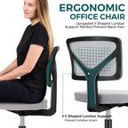 Small Office Chairs with Wheels, Ergonomic Adjustable Home Desk Swivel Rolling Task Chair No Arms, Comfy Mesh Mid Back Computer Work Vanity Desk Chairs for Small Spaces, New Grey