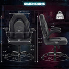 Computer Gaming Desk Chair - Big Tall Ergonomic Lumbar Support with Flip-up Armrest and 360?? Swivel Wheels, PU Leather Height Adjustable, for Home and Office, Black