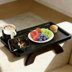Couch Arm Tray, 3 in 1 Clip on Sofa Arm Tray with 360?? Rotating Phone Holder, Foldable Couch Armrest Table for Drinks & Snacks, Brown