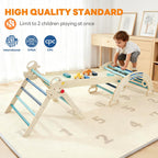 Pikler Triangle Set, Toddler Climbing Toys and Play Structure Indoor, 9-in-1 Wooden Montessori Climbing Set with Arch, Ramp and Ladder, Foldable Baby Jungle Gym