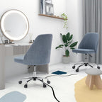Armless Vanity Chair, Cute Comfy Home Office Desk Chair with Wheels, Modern Upholstered Task Computer Seat for Bedroom, Study, Makeup Vanity, Height Adjustable & Swivel, Blue