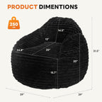 Bean Bag Chair, 39 Inch Bean Bags for Adults and Kids, Chair with Memory Foam Filled, Bean Bag Couch with Backrest and Armrests, Comfy Sofa for Living Room, Bedroom and Dorm, Black