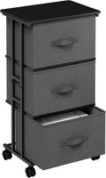 3 Drawer Fabric Dresser with Wheels, Storage Cabinet Organizer with Removable Drawers, Rolling Chest with Steel Frame for Bedroom, Closet, Living Room, Entryway, Grey