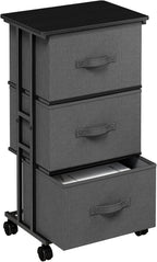 3 Drawer Fabric Dresser with Wheels, Storage Cabinet Organizer with Removable Drawers, Rolling Chest with Steel Frame for Bedroom, Closet, Living Room, Entryway, Grey