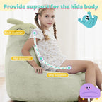 Kids Bean Bag Chair, Stuffed Toddler Couch with Faux Rabbit Fur Cover for Teens & Kids, Comfy Lazy Sofa Chair for Reader, Living Room, Bedroom, Aged 4-12 Years, 31 Inch, Green
