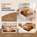 35x25 Inch Orthopedic Dog Beds for Large Sized Dogs, Machine Washable Cover Pet Bed, Anti-Slip Waterproof Memory Foam Couch Bed for Indoor Dogs and Cats, Brown