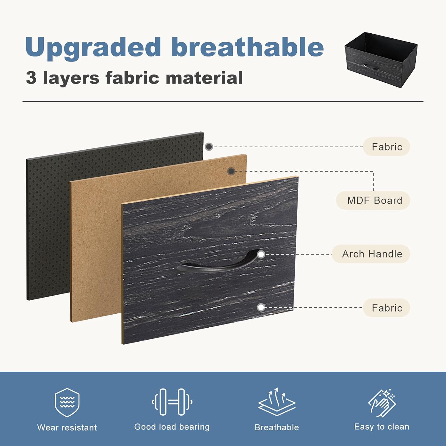 Nightstand with 4 Drawers Bedside Table with Removable Fabric Bins Sturdy Steel Frame Wood Top Organizer Furniture for Bedroom Closet Living Room,Black Wood Grain