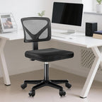 Armless Desk Chairs Set of 2, Ergonomic Adjustable Home Office Swivel Rolling Task Chair No Arms, Comfy Mesh Mid Back Computer Work Vanity Desk Chiars with Wheels for Small Spaces, Blue