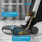 Wet Dry Vacuum Cleaner, Cordless All-in-One Vac Mops, Vacuum Mop with Self-Cleaning System, Dual Water Tank Design, Tangle-Free Brush, Dual-Edge Cleaning, 35-Min Runtime