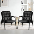 Waiting Room Guest Chair Set of 6, Leather Ergonomic Office Desk Reception Chair No Wheels with Padded Armrest for Conference Lobby Medical Waiting Area Bedroom, Black