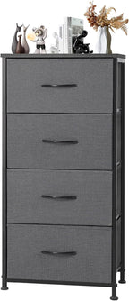 8 Drawer Dresser for Bedroom, Fabric Storage Organizer with Sturdy Metal Frame, Wooden Top Chest of Drawers for Closet Entryway Guest Room,Matte Black