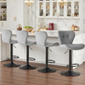 Modern Bar Stools Set of 4, Adjustable Faux Leather Upholstered Swivel Bar Stools, Counter Height Bar Chairs with Back for Kitchen Island, Grey