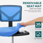 Armless Desk Chairs Set of 2, Ergonomic Adjustable Home Office Swivel Rolling Task Chair No Arms, Comfy Mesh Mid Back Computer Work Vanity Desk Chiars with Wheels for Small Spaces, Blue