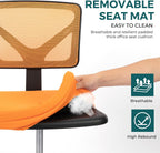Armless Desk Chairs Set of 2, Ergonomic Adjustable Home Office Swivel Rolling Task Chair No Arms, Comfy Mesh Mid Back Computer Work Vanity Desk Chiars with Wheels for Small Spaces, New Orange