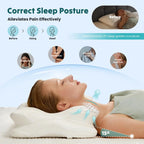 Cervical Pillow for Neck and Shoulder, Contour Memory Foam Pillow, Ergonomic Neck Support Pillow for Side Back Stomach Sleepers with Pillowcase