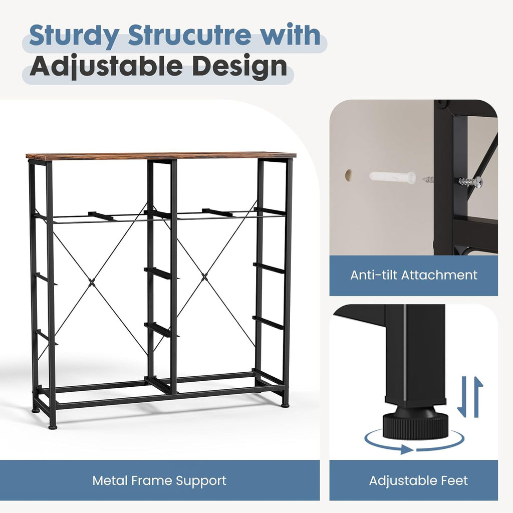 TV Stand for Bedroom, Dresser with 10 Drawers, Fabric Units of Drawers with Metal Frame and Wood Top, Living Room Storage Organizers Units for Books, TV and Other Items, Dark Rust