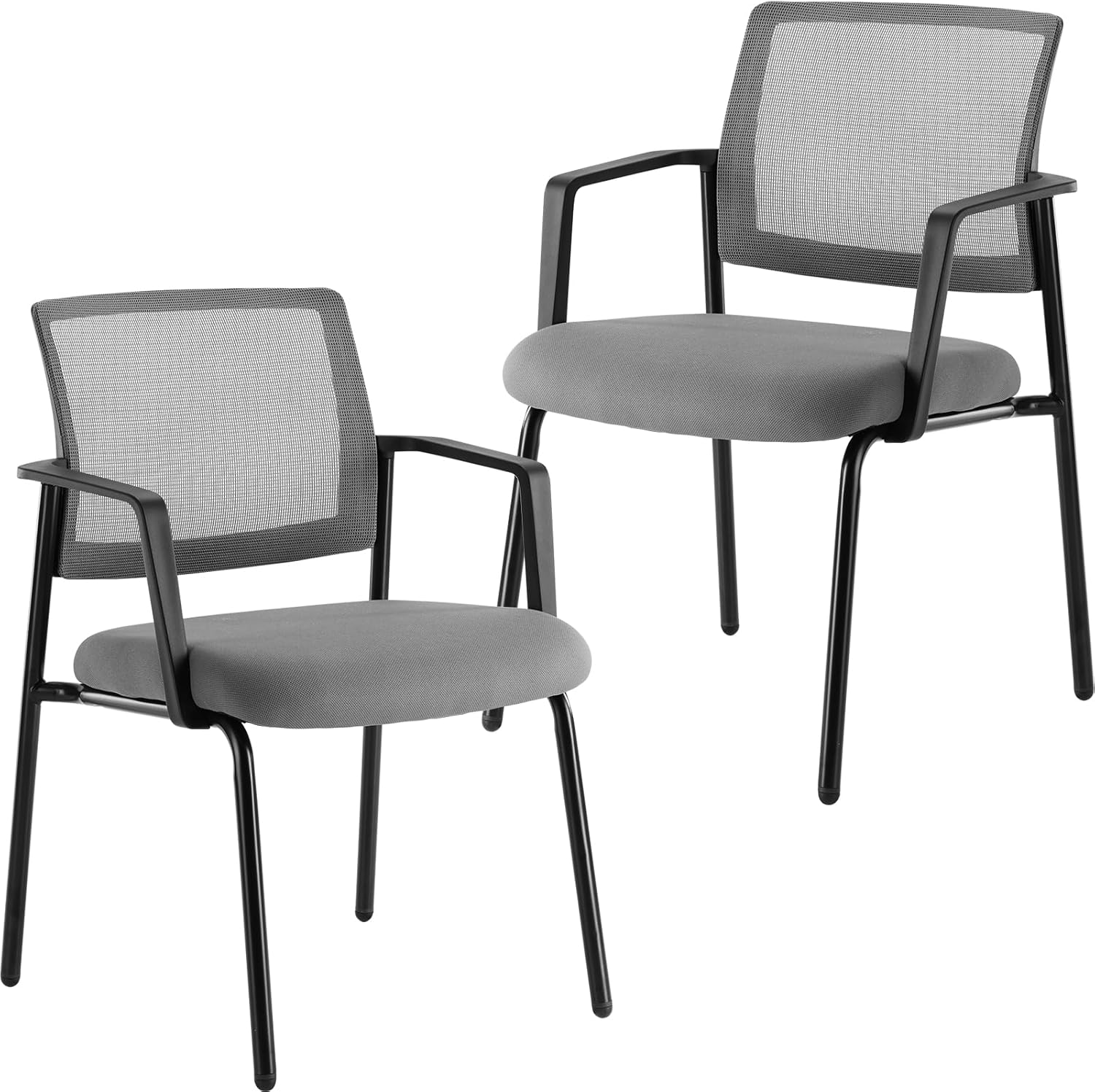 Stackable Waiting Room Chairs, Reception Guest Chair for Office Business Conference with Arm, Set of 2, Grey