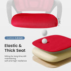 Office Desk Chair - Ergonomic Mid Back with Lumbar Back Support & Rocking Mode, Height Adjustable with Fixed Armrest, for Computer, Gaming, Conference, Meeting Room, 360?? Swivel, Red