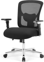 Ergonomic Home Office Desk Chair - Heavy Duty Mid Back with Lumbar Support & 4D Armrest, Height Adjustable Mesh Computer Gaming with Backrest & Swivel Wheels, Dark