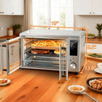 Air Fryer Toaster Oven Combo Dual Door, 29.6QT Oven Countertop 12 Functions in 1, 7 Accessories Included, Stainless, Up to 450??F