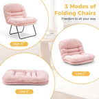 Comfy Saucer Chair,Foldable Padded Chairs for Bedroom, Dorm & Gaming, Foldable Fashion Floor Chair with Back Support for Small Spaces,Dark Pink