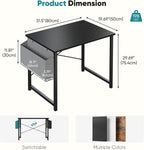 Computer Desk 31 Inch Home Office Desks for Small Spaces, Gaming Writing Study Work Table with Storage Bag for Bedroom, Black