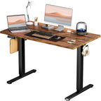 Electric Standing Desk Adjustable Height, 48x24 Inch Sit Stand Up Home Office Desks Memory Computer Workstation PC Work Table with Preset Splice Wood Board Metal Frame, Rustic