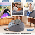 4FT Bean Bag Chair Beanbag for Adults and Kids Oversized Lazy Sofa Living Room Furniture with Removable Washable Cover Giant Comfy Gaming Chair Round Couch for Bedroom Dorm, Dark Grey