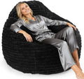 Bean Bag Chair, 39 Inch Bean Bags for Adults and Kids, Chair with Memory Foam Filled, Bean Bag Couch with Backrest and Armrests, Comfy Sofa for Living Room, Bedroom and Dorm, Black