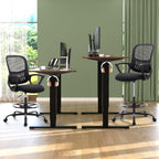 Drafting Chair - Counter Height Adjustable Tall Office Desk Chair with Fixed Armrests and Comfortable Lumbar Support for Standing Desk, Deep Black