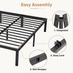 King Size Bed Frame - Metal Platform Bed Frames Mattress Foundation with Steel Slat Support, No Box Spring Needed, Storage Space Under Base, Easy Assembly, Black