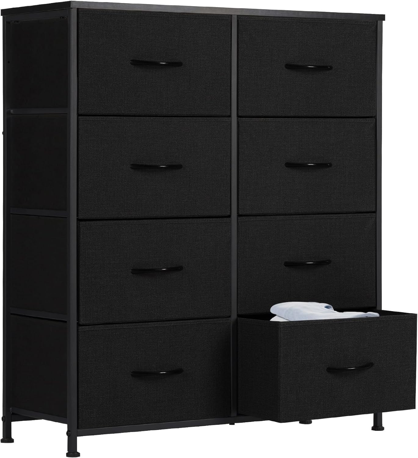 Dresser for Bedroom with 9 Storage Drawers, Large Fabric Storage Tower Organizer, Chest of Drawers with Metal Frame Wooden Top for Closet, Living Room, Entryway, Brown