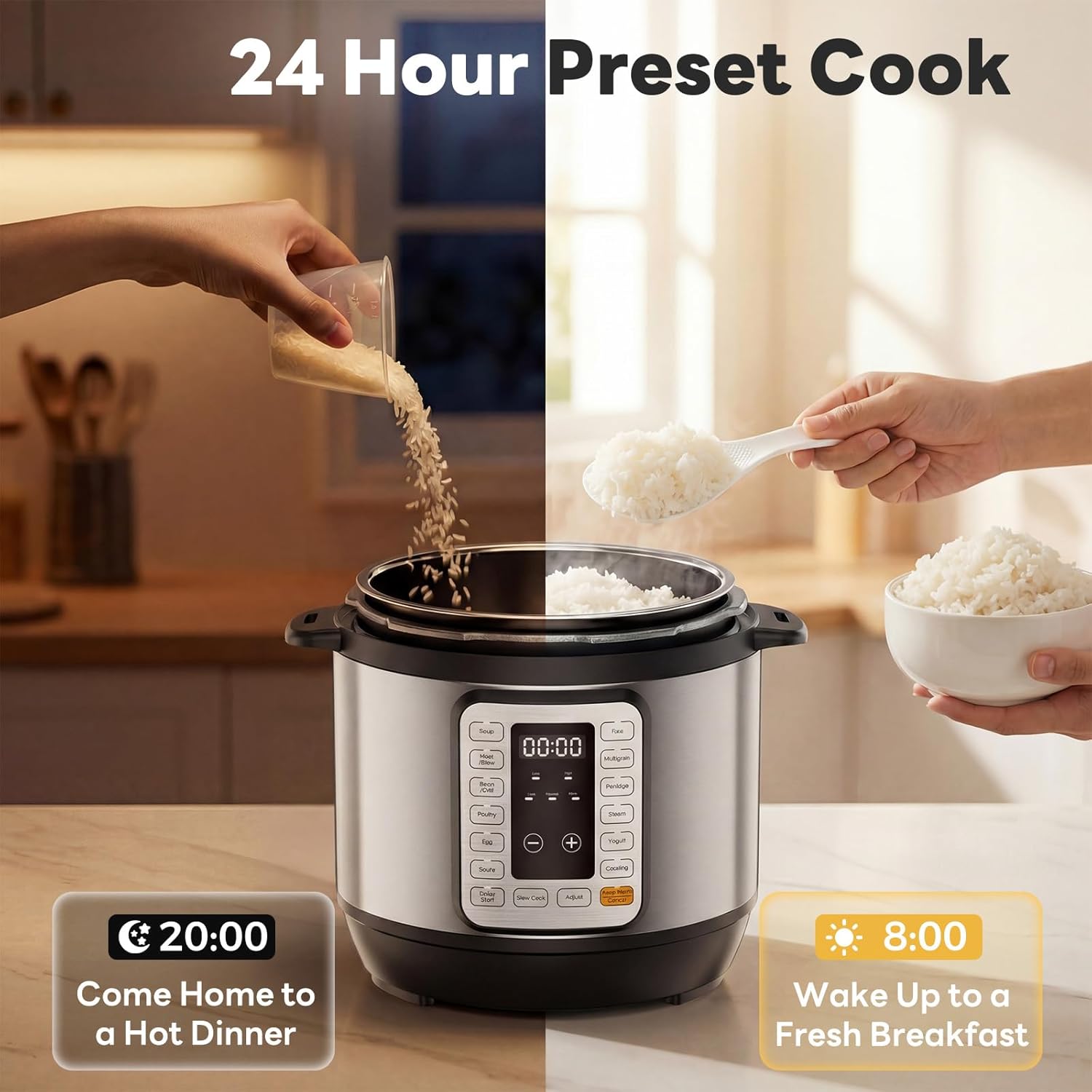 16-in-1 Electric Pressure Cooker, 6QT Programmable Multi Cooker with 12 One-Touch Presets, Soup Steam Yogurt and More, Ceramic Inner Pot Delay Start & Keep Warm, Includes Recipe Guide, Silver