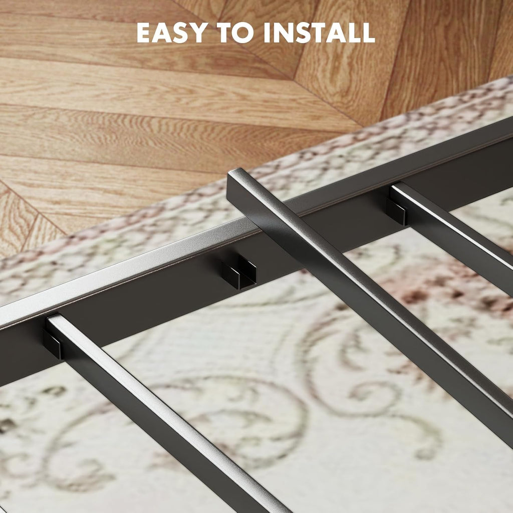 Full Size Bed Frame with Headboard, 800LBS Mattress Foundation with All Sturdy Metal Support, Under Bed Storage, No Box Spring Needed, Easy Assembly, Rust Brown