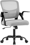 Home Office Desk Chair - Ergonomic Computer Mesh Chair with Lumbar Support & Rocking Mode, Height Adjustable with Flip-up Armrest, for Conference, Meeting Room, 360?? Swivel, Adults, Grey