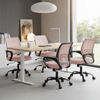 Office Desk Chair - Ergonomic Mid Back with Lumbar Support & Rocking Mode, Height Adjustable with Fixed Armrest, for Home, Computer, Gaming, Conference, Meeting Room, 360?? Swivel, Pink, 2 Pack