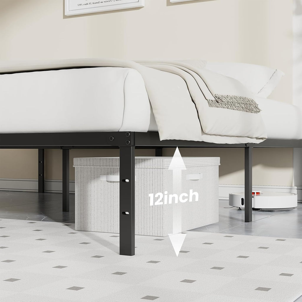 Full Size 12 Inch Platform Bed Frame, Heavy Duty Metal Foundation Frame, Noise-Free Sturdy Steel Slats, Underbed Storage, No Box Spring Needed, Quick Setup