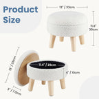 Round Storage Ottoman with Reversible Tray Lid, Multi-Functional Footrest, Teddy Velvet Footstool with Wood Legs, Small Coffee Table for Living Room, Bedroom, Beige