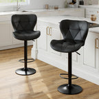 Modern Bar Stools Set of 4, Adjustable Faux Leather Upholstered Swivel Bar Stools, Counter Height Bar Chairs with Back for Kitchen Island, Grey