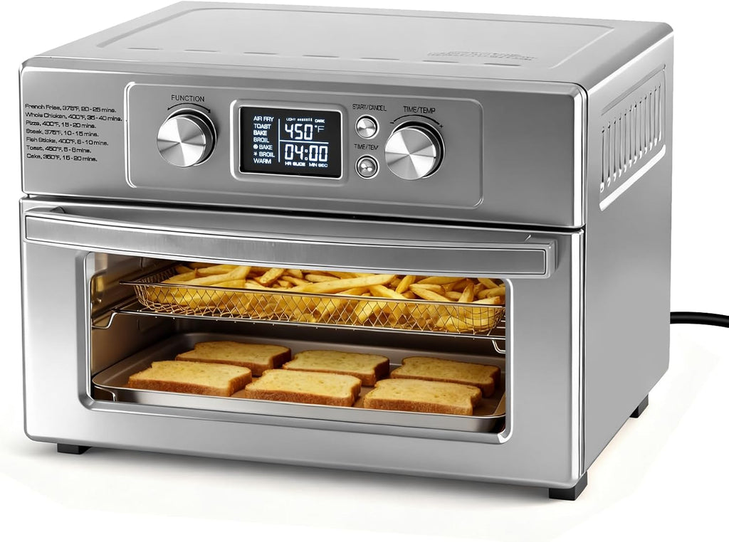 Air Fryer Toaster Oven Combo, 16.9QT Oven Countertop 5 Functions in 1, 4 Accessories Included, Stainless, Up to 450??F