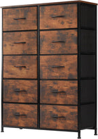 8 Drawer Dresser for Bedroom, Fabric Storage Organizer with Sturdy Metal Frame, Wooden Top Chest of Drawers for Closet Entryway Guest Room,Matte Black