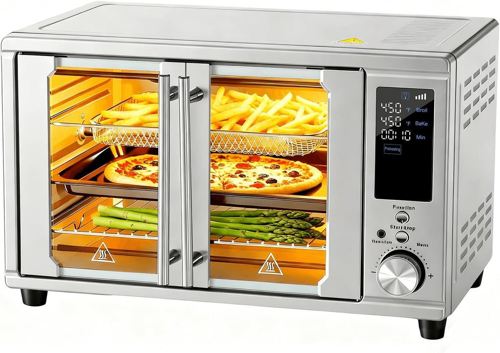 Air Fryer Toaster Oven Combo, 16.9QT Oven Countertop 5 Functions in 1, 4 Accessories Included, Stainless, Up to 450??F