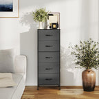TV Stand Dresser with 5 Fabric Storage Drawers, Media Console Featuring Open Shelf for 45 inch TV, Compact Entertainment Unit for Bedroom, Living Space, or Dorm Organization, Light Grey