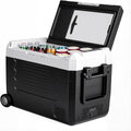 Portable Car Refrigerator, 53QT Dual-Zone Electric Cooler for Vehicles with Wheels & Cutting Board, -4?H-68?H Freezer Smart Control via Bluetooth, Battery Protection, 12/24V DC & 100-240V AC